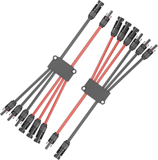 1 Pair Solar Connectors Y Branch 2 to 6,30A 1000VDC Solar Parallel Connectors for 2-3 Solar Panels,10AWG Adapter Solar Panel Connectors