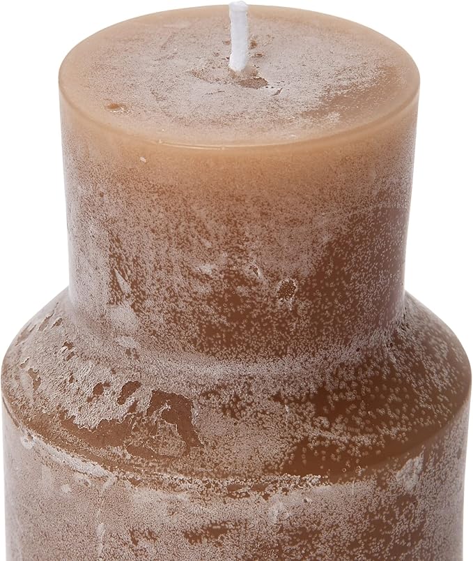 Creative Co-Op Unscented Totem Pillar, Cappuccino Candles, 3" L x 3" W x 6" H, Brown