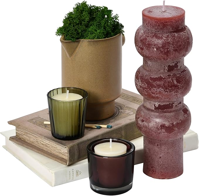 Creative Co-Op Unscented Totem Pillar, Cabernet Candles, 3" L x 3" W x 9" H, Purple