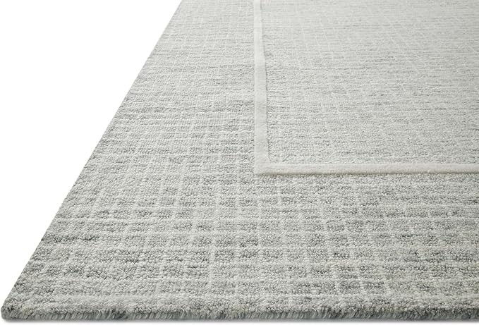 Loloi Chris Loves Julia Briggs Collection, Mist & Ivory, 8'-6" x 11'-6" Area Rug – Minimal Gritted Design Area Rugs for Living Room Bedroom Entryway & Hallway No Shed High Traffic Home Decor Rug