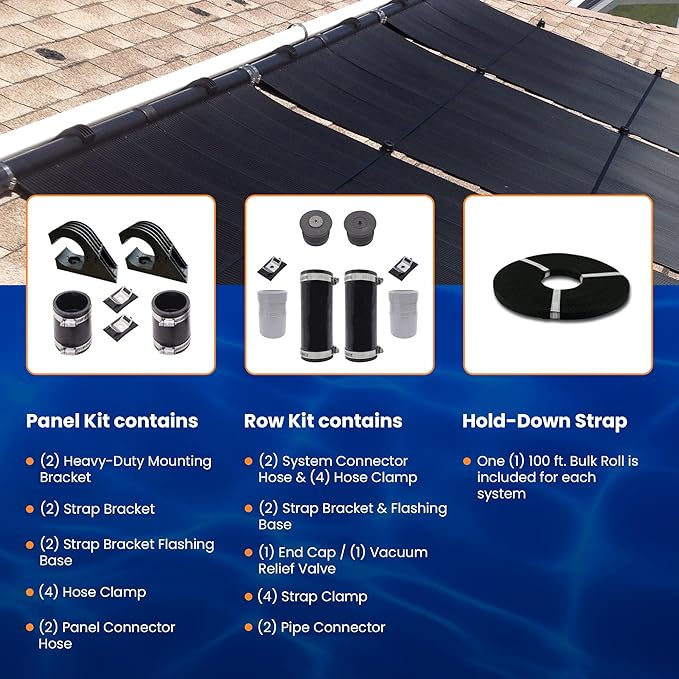 Highest Performing Design - DIY Solar Pool Heater Kit - 15-20 Year Life Expectancy (10-4x10 / 1.5" I.D. Header)