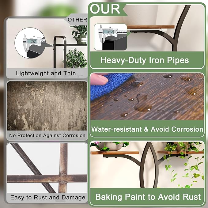 Plant Stand Indoor with Grow Lights, 6 Tiered Plant Shelf with Tree-Shaped Design, Tall Plant Stand for Multiple Plants, Metal Plant Flower Display Shelves, Corner Plant Holder for Home, Patio