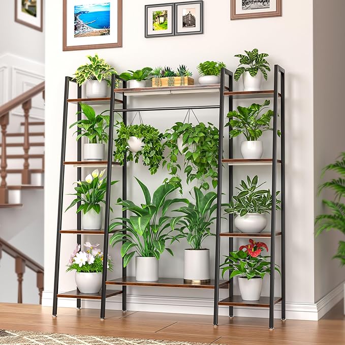 Plant Stand Indoor with Grow Lights, 6 Tiered Metal Plant Shelf, 55" Large Plant Stand for Indoor Plants Multiple, Corner Plant Holder Display Shelf, Tall Plant Rack for Living Room, Patio