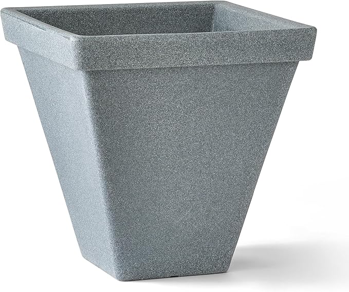 ARBORA 20" Mykonos Square Polyresin Indoor and Outdoor Planter with Stone Blend Concrete Finish - Durable, All Season, Weatherproof, Lightweight, Large Plant Pot for Patio, Garden, Deck, Entryway