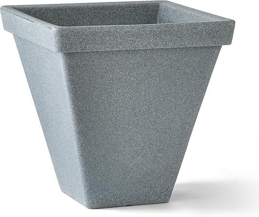 ARBORA 16" Mykonos Square Polyresin Indoor and Outdoor Planter with Stone Blend Concrete Finish - Durable, All Season, Weatherproof, Lightweight, Large Plant Pot for Patio, Garden, Deck, Entryway