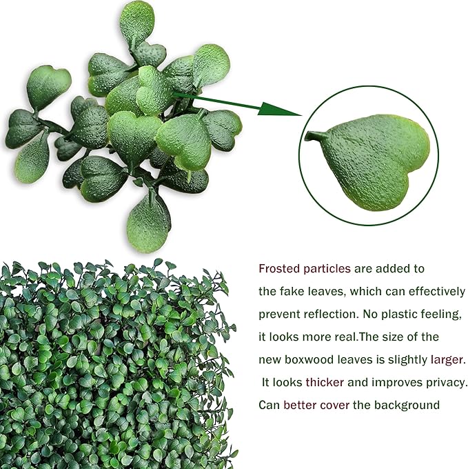 Artificial Boxwood Hedge Wall Panels: 20 X 20 in 26P UV-Anti More Dense Greenery Grass Wall Backdrop Panels for Indoor Outdoor Green Wall Decor & Ivy Fence Covering Privacy