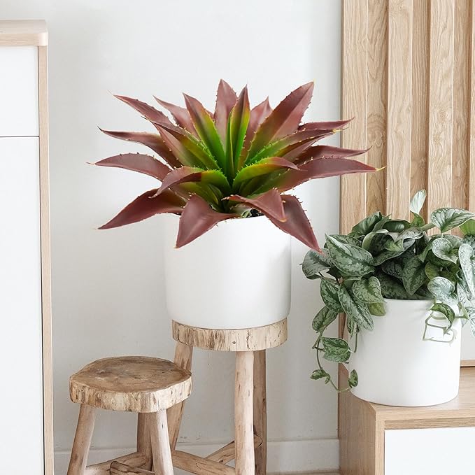 Agusbagli Succulents Plants Artificial, Large Fake Succulents Flowers Unpotted Real Touch Aloe Greenery Plants for Home Outdoor Wedding Floral Arrangement Red