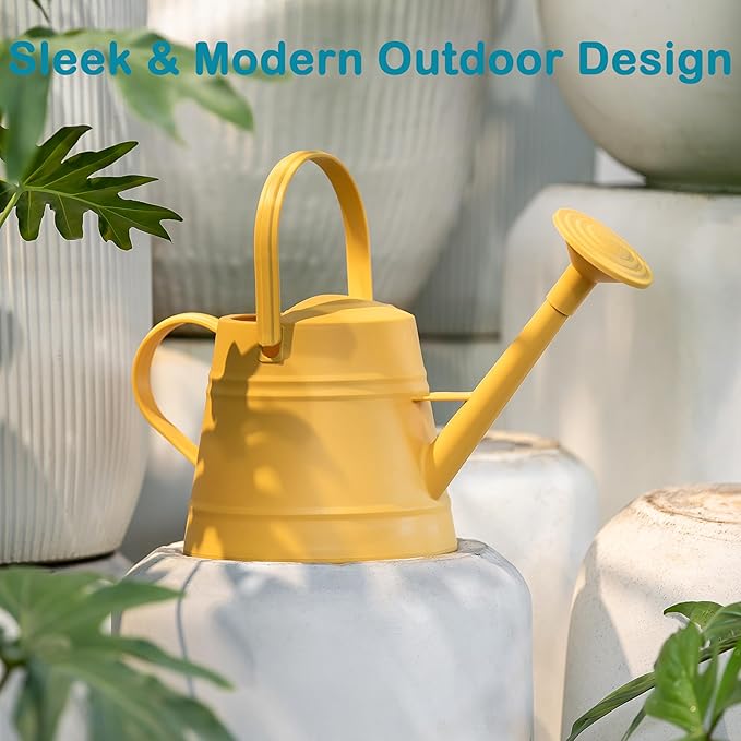 1 Gallon Watering Can Outdoor, Plastic Water Can for Plants with Comfort Grip Handle, Detachable Sprinkler Head
