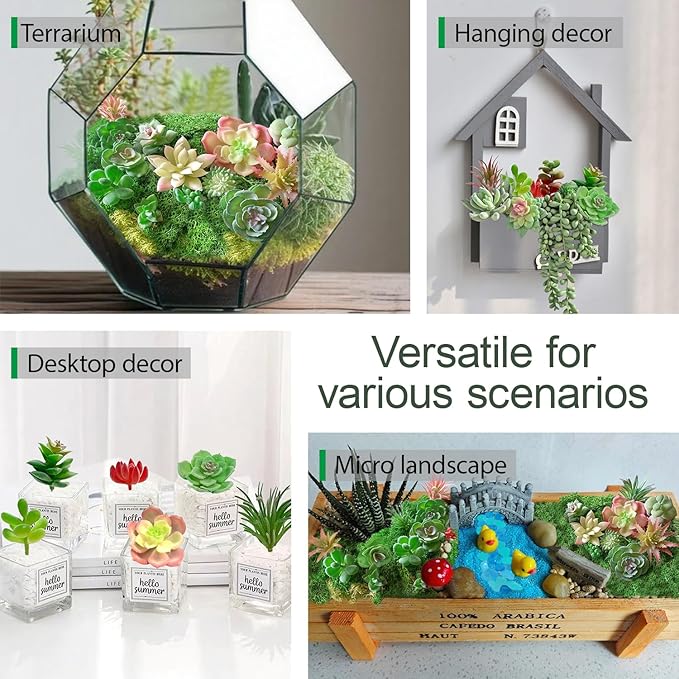 Artificial Succulent Plants, Small Plastic Succulents, Faux Succulents, Suculentas for DIY Garden Decor Succulent Dollhouse Craft Model Miniature Dioramas Miniature Garden Buildings