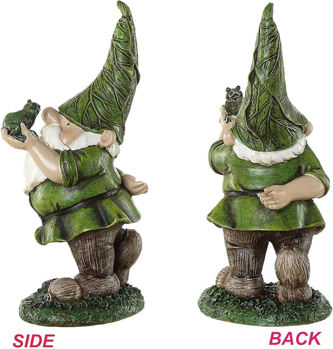 Topadorn Resin Gnome Statue - Outdoor Garden Decorative Frog Statuary