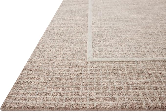 Loloi Chris Loves Julia Briggs Collection, Blush & Ivory, 9'-3" x 13' Area Rug – Minimal Gritted Design Area Rugs for Living Room Bedroom Entryway & Hallway No Shed High Traffic Home Decor Rug