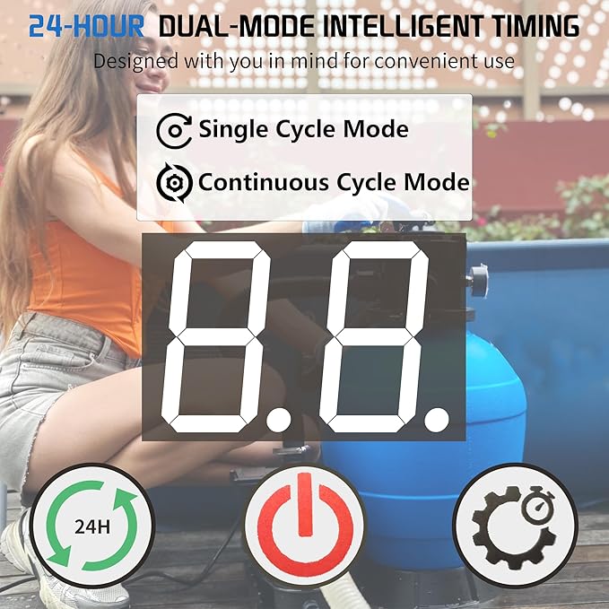 FOTING 12" Sand Filter Pump for Above Ground Pool with Timer, 1/2 HP 3000GPH Swimming Pumps System & Filters for Pools Up to 8000GAL, 6-Way Valve, Enhanced Circulation for Crystal-Clear Pool