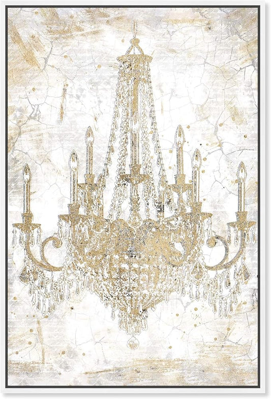 The Oliver Gal Artist Co. Fashion and Glam Wall Art Framed Canvas Prints Chandeliers Home Décor, 30" x 45", Gold, White