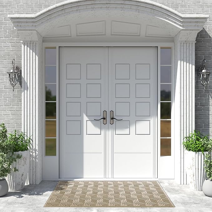 Yimobra Extra Large Door Mat 60x36, All-Season Waterproof Outdoor Mats for Front Door Entrance with Drainage Holes, Heavy Duty Non-Slip Doormat for Garage Patio Entryway Indoor, Beige