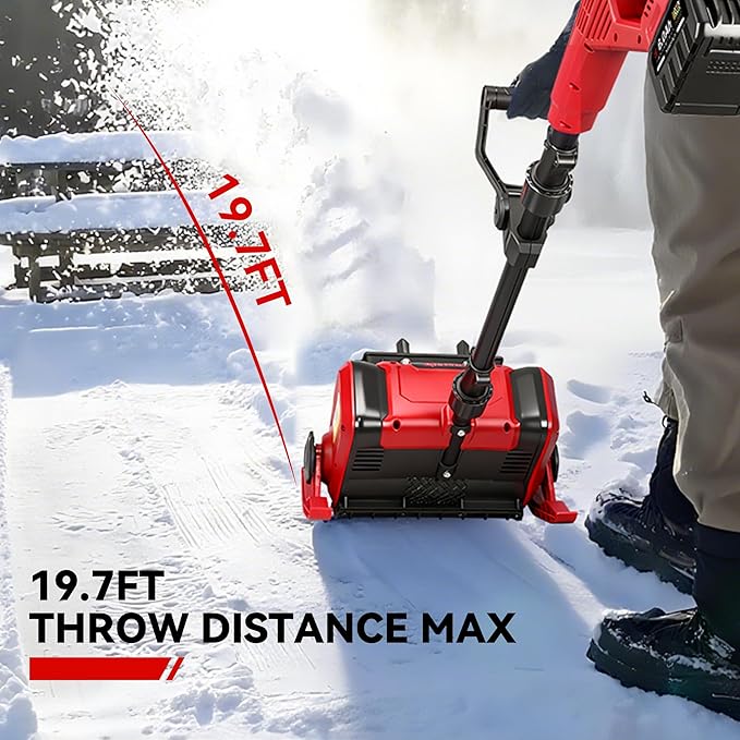 Snow Shovel, 20V | 12-Inch Cordless Snow Blower, Electric Snow Shovel with 2PCS 6.0Ah Batteries & Quick Charger, Battery Powered Snow Blower with Non-Slip Base & Adjustable Handle