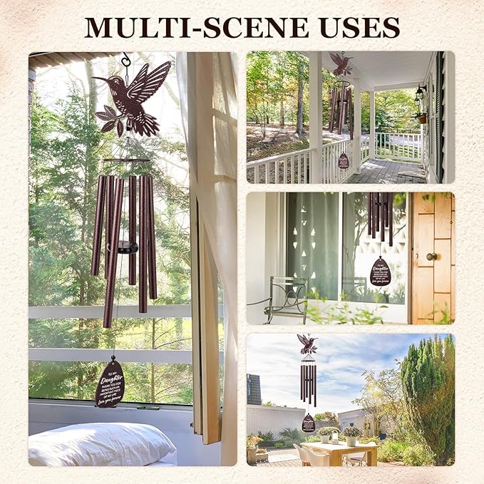 SteadStyle Daughter Gifts from Mom Dad, Daughter Gifts Wind Chime for Birthday Graduation, Wedding, Thanksgiving, Christmas, Mother's Day Large Size 37 in