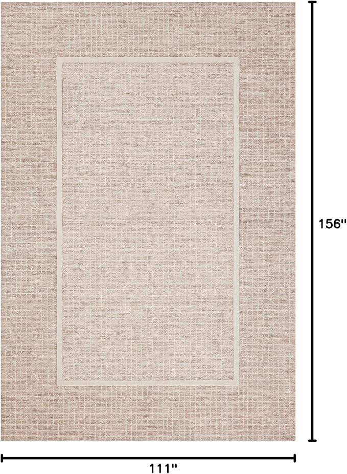 Loloi Chris Loves Julia Briggs Collection, Blush & Ivory, 9'-3" x 13' Area Rug – Minimal Gritted Design Area Rugs for Living Room Bedroom Entryway & Hallway No Shed High Traffic Home Decor Rug
