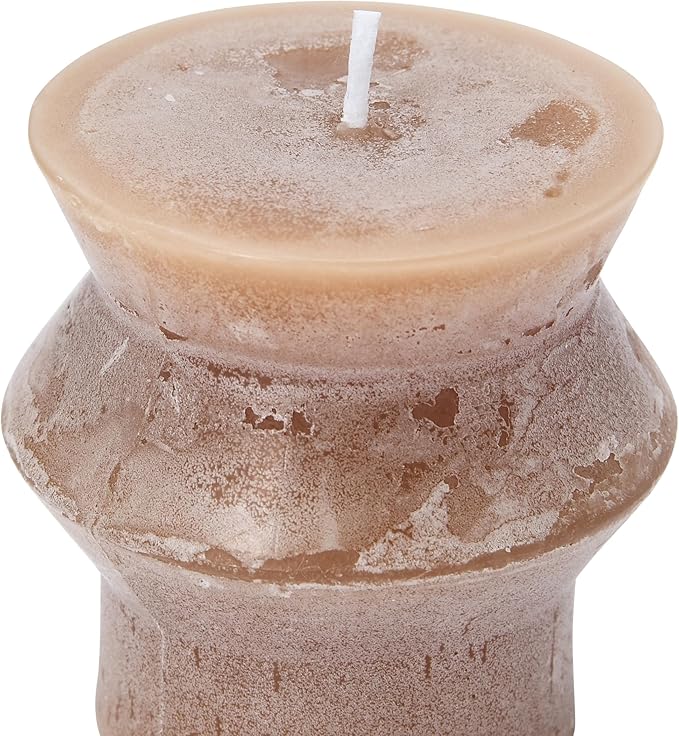 Creative Co-Op Unscented Totem Pillar, Cappuccino Candles, 3" L x 3" W x 3" H, Brown