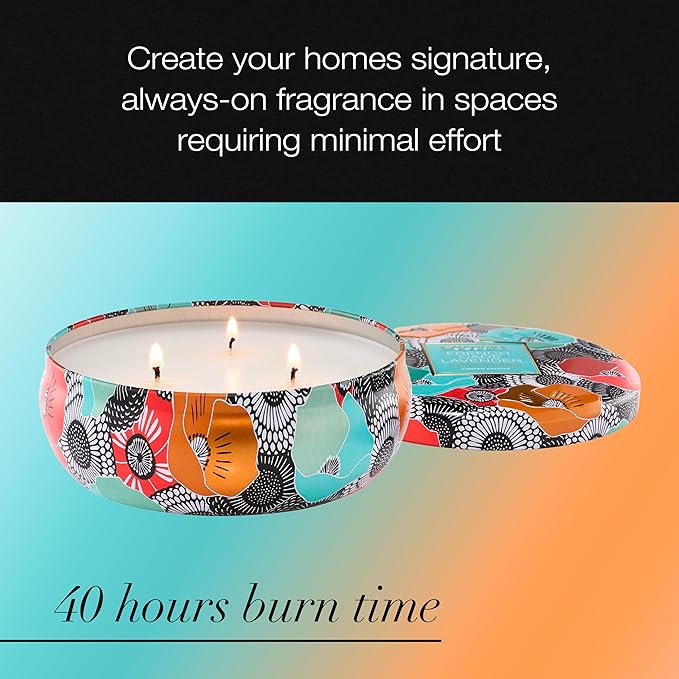 Voluspa Limited Edition French Cade Lavender 3 Wick Tin Candle, 12 oz, Coconut Wax for Clean Burning, 40 Hour Burn, Lavender Candle Handmade in The USA