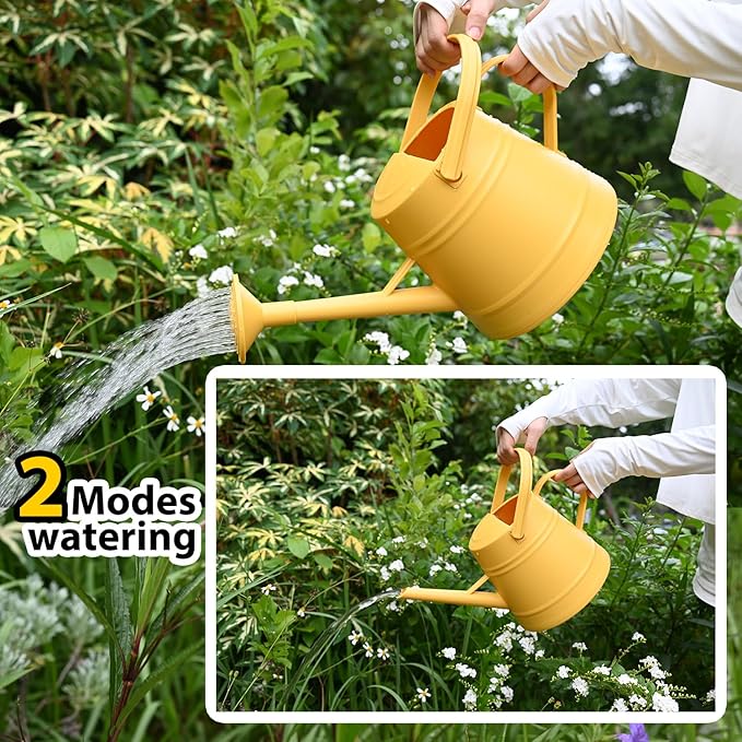 1 Gallon Watering Can for Plants, Watering Cans for Indoor&Outdoor Gardening, Water Can with Ergonomic Movable Handle (Yellow)