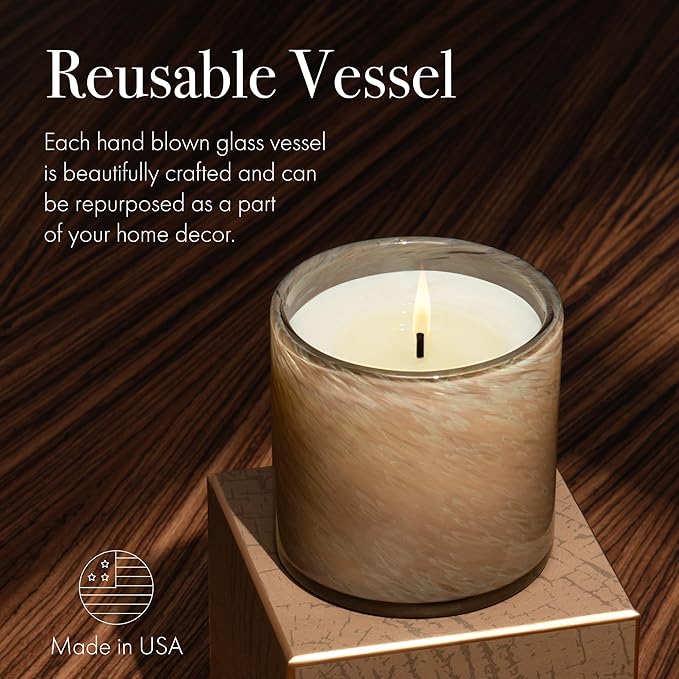 LAFCO New York Holiday Signature Fall Candle, Pumpkin Seed & Sandalwood - 15.5 oz - 90-Hour Burn Time - Reusable, Hand Blown Glass Vessel - Made in The USA