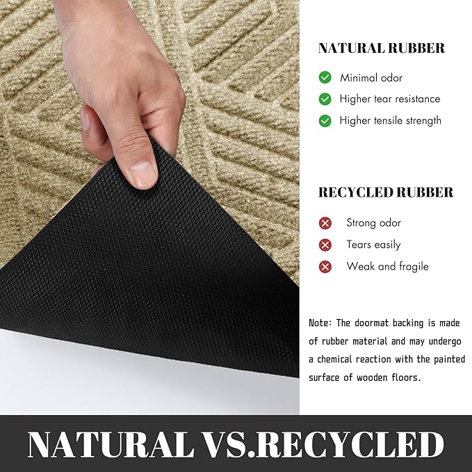 Yimobra Large Door Mat 47x24, All-Season Waterproof Outdoor Mats for Front Door Entrance with Drainage Holes, Heavy Duty Non-Slip Doormat for Garage Patio Entryway Indoor, Beige