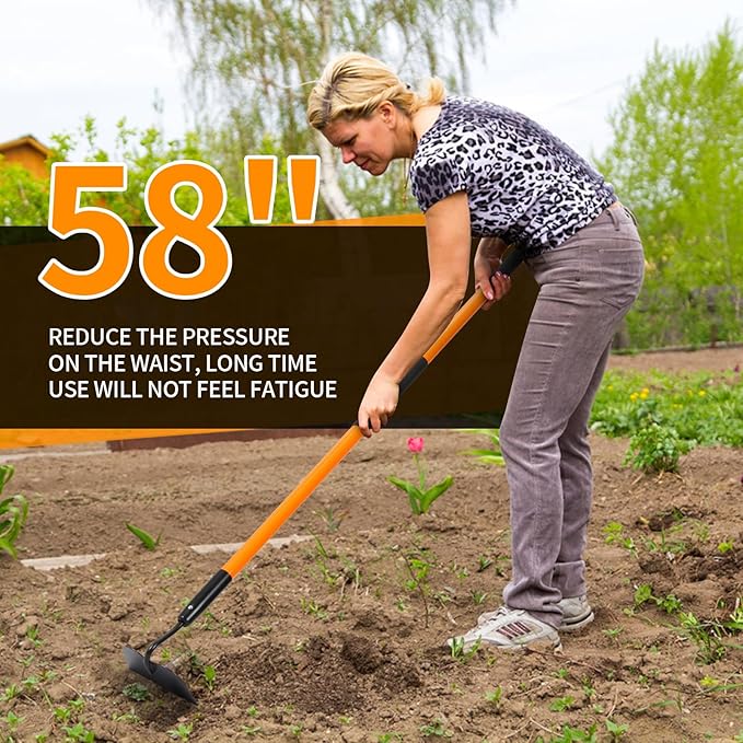 VNIMTI Garden Hoe Tool, Heavy Duty Hoe Garden Tool, Garden Hoe for Weeding with Long Fiberglass Handle, 58 Inches