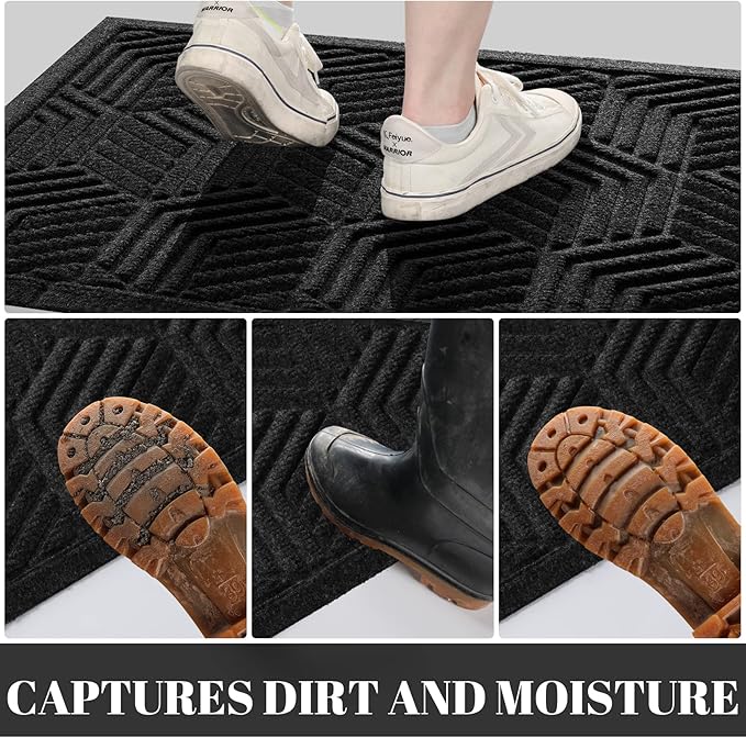 Yimobra Large Door Mat 47x32, All-Season Waterproof Outdoor Mats for Front Door Entrance with Drainage Holes, Heavy Duty Non-Slip Doormat for Garage Patio Entryway Indoor, Black