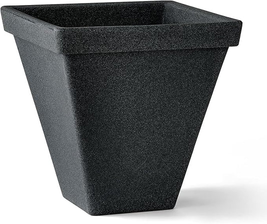 ARBORA 20" Mykonos Square Polyresin Indoor and Outdoor Planter with Classic Black Finish - Durable, All Season, Weatherproof, Lightweight, Large Plant Pot for Patio, Garden, Deck, Entryway