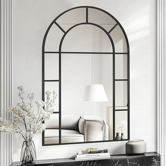 Bathroom Mirror, 24x36 Arched Wall Mirrors, Black Wall-Mounted Mirrors, Bathroom Vanity Mirror for Over Sink, Bathroom, Living Room, Bedroom, Entryway