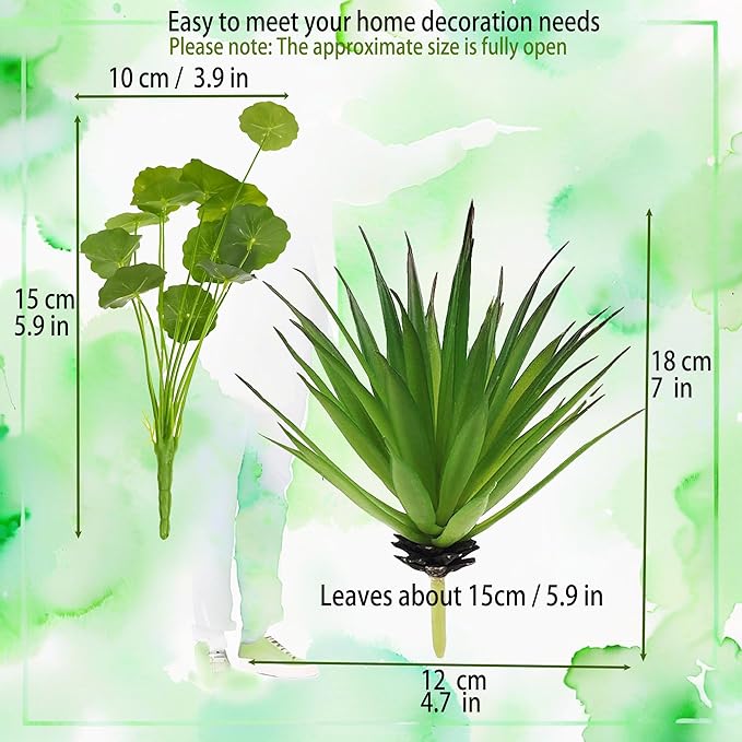 Artificial Succulent Plants Agave-Penny Grass 4 Pcs Fake Succulents Unhydrated Yucca Real Touch Lifelike Plants Fake Succulents Greenhouse DIY Garden Home Office Decoration Fake Suculents