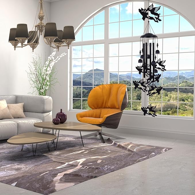 Flying Pig Wind Chimes for Home, Patio, Backyard, Indoor Pig Decor, Blessing Windchime, Garden Wind Catcher, Memorial Gifts, Outside Wind Bell Decoration, Festival Gifts for Mom/Grandma/Neighbor/Woman