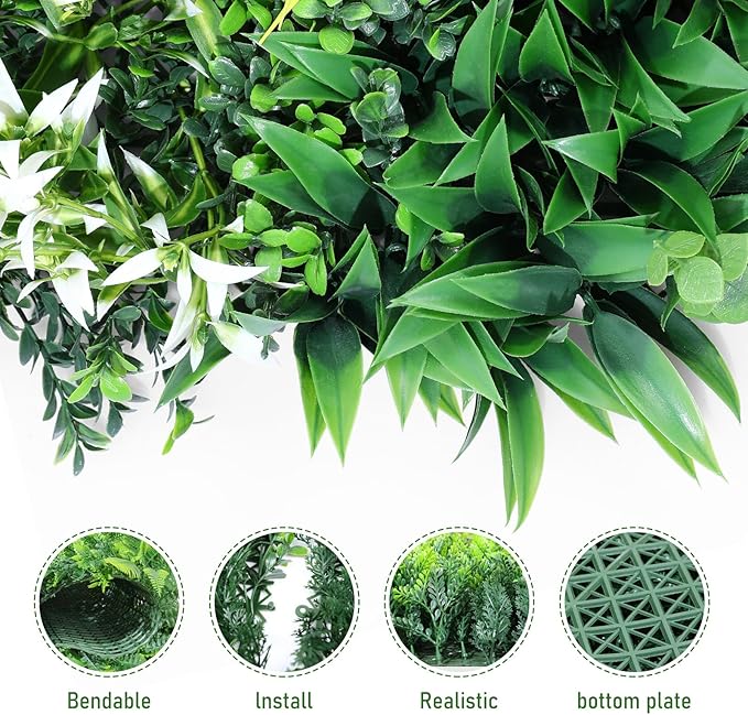 Artificial Grass Wall Panels, 3 Pack 40“x40” Boxwood Hedge UV Protected Greenery Privacy Grass Wall Decor Indoor Outdoor Wedding Garden Decor