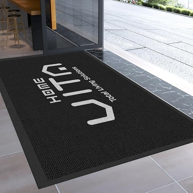 Custom Personalized Commercial Floor Mat with Any Logo Entryway Rugs Welcome Doormat Entrance Carpet for Business Home Indoor/Outdoor Non-Slip Washable Durable Wear Resistance