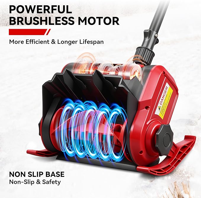 Snow Shovel, 20V | 12-Inch Cordless Snow Blower, Electric Snow Shovel with 2PCS 6.0Ah Batteries & Quick Charger, Battery Powered Snow Blower with Non-Slip Base & Adjustable Handle