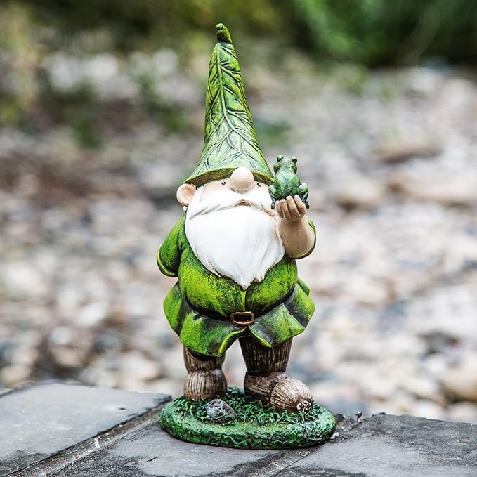 Topadorn Resin Gnome Statue - Outdoor Garden Decorative Frog Statuary