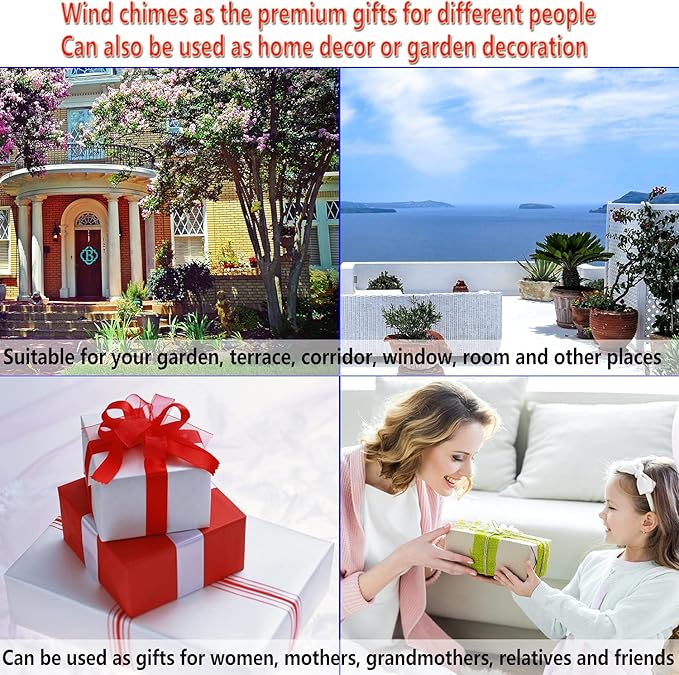 Bee Wind Chimes for Garden, Gifts for Mom, Home, Balconies, Rooms, Patio, Indoor, Outdoor Bee Decoration, Aluminum Bee Chimes, Bees Wind Catcher, Red Copper Bees Wind Bells, Bees Wind Chimes Decor