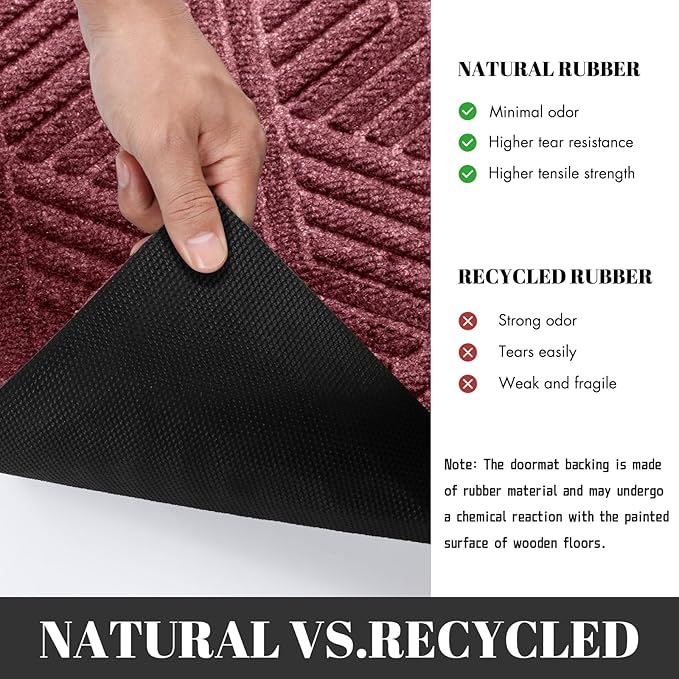 Yimobra Extra Large Door Mat 60x36, All-Season Waterproof Outdoor Mats for Front Door Entrance with Drainage Holes, Heavy Duty Non-Slip Doormat for Garage Patio Entryway Indoor, Red