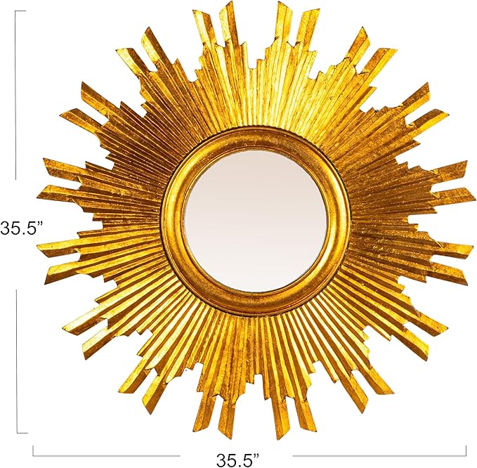 Creative Co-Op Gold Sunburst Mirror