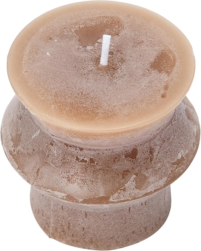 Creative Co-Op Unscented Totem Pillar, Cappuccino Candles, 3" L x 3" W x 3" H, Brown