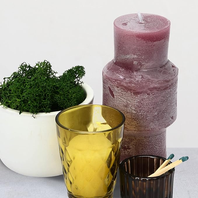 Creative Co-Op Unscented Totem Pillar, Pinot Candles, 3" L x 3" W x 6" H, Purple