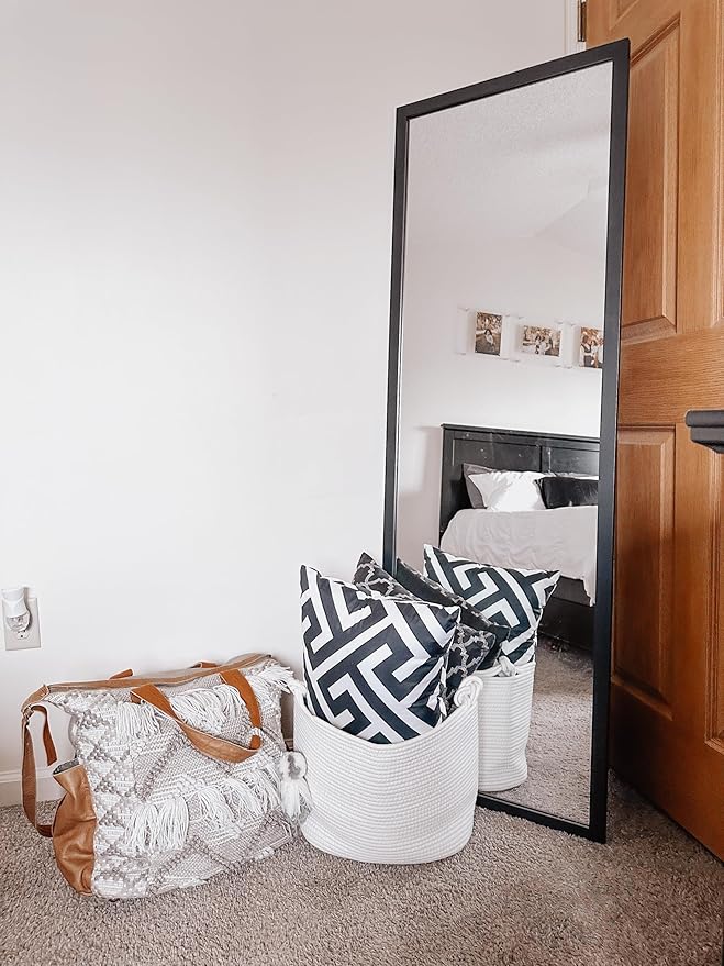 Frame My Mirror Black Bathroom Mirror for Wall, 28" x 36" Black Bathroom Vanity Mirror, Made in USA, Hangs Horizontally or Vertically, Ellis Design