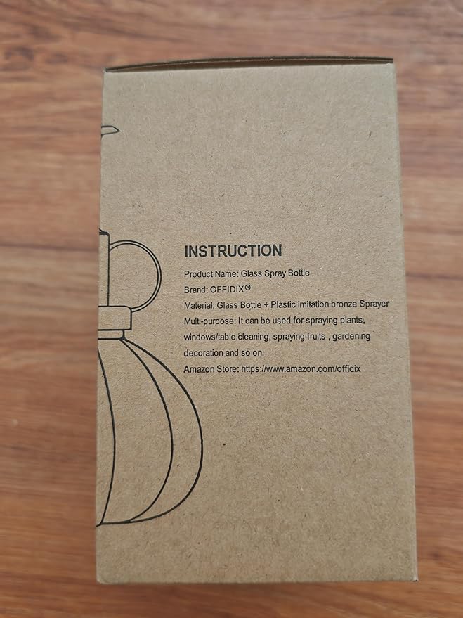 OFFIDIX Transparent Glass Watering Spray Bottle,Plant Mister with Plastic Bronze Plastic Top Pump, Glass Small Watering Can for Indoor Potted Plant, Outdoor Indoor Garden, Plants, Cleaning Solutions