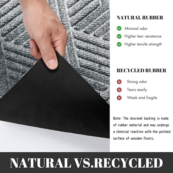 Yimobra Outdoor Indoor Runner Mat 72x24, All-Season Waterproof Entrance Mat for Front Door with Drainage Holes, Heavy Duty Non-Slip Doormat for Garage Patio Entryway, Black Gray