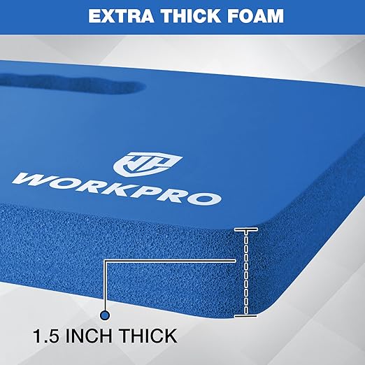 WORKPRO Extra Thick Kneeling Pad, Soft Foam Cushioning for Knee, Large Foam Kneeler Mat for Gardening, Bathing Baby, Workout Supplies, 17.5 x 11 x 1.5 in, Blue