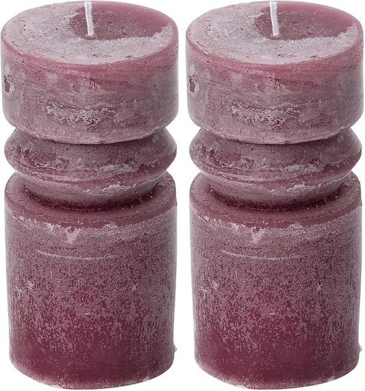 Creative Co-Op Unscented Totem Pillar, Pinot Candles, 3" L x 3" W x 6" H, Purple (Pack of 2)