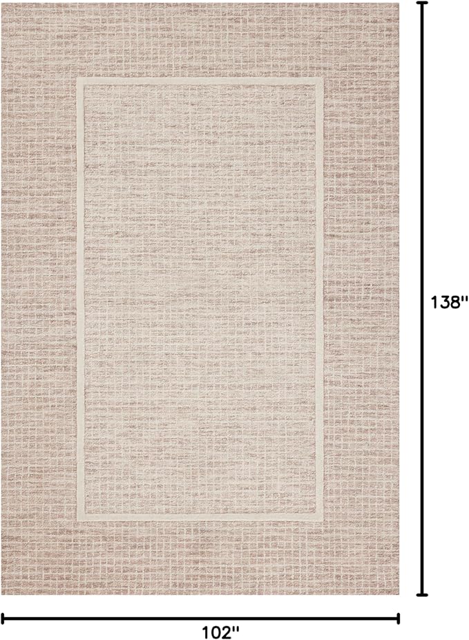 Loloi Chris Loves Julia Briggs Collection, Blush & Ivory, 8'-6" x 11'-6" Area Rug – Minimal Gritted Design Area Rugs for Living Room Bedroom Entryway & Hallway No Shed High Traffic Home Decor Rug