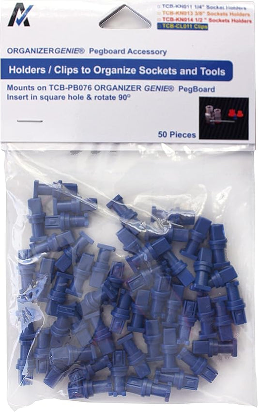 1/4" Socket Holders (50 pcs) - Accessories for Organizer Genie Pegboards to Organize 1/4" Sockets on the Pegboard