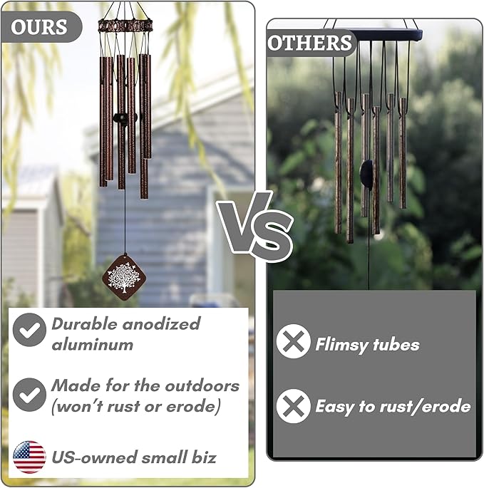 Memorial Wind Chimes I Tree of Life Wind Chime I Windchimes in Memory of a Loved One I Bereavement Gift for Loss of Father, Mother, Wife, Husband I Condolence Remembrance Gift I 29" Bronze