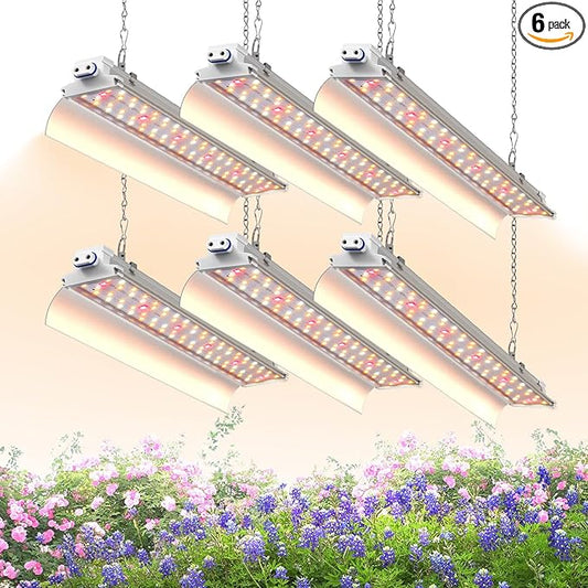 LED Grow Lights 1.4FT for Indoor Plants Full Spectrum, 660nm Hanging Grow Light 3600K, Led Plant Grow Lights for Indoor Plants, Grow Lamp with Reflectors 108W(6×18W), 6 Pack
